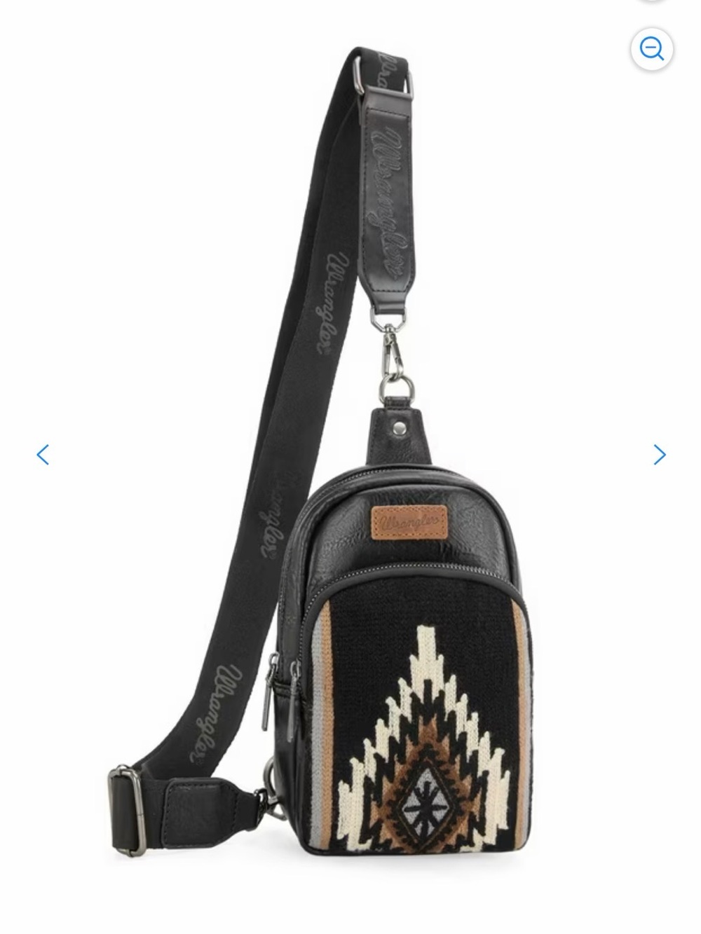 Wrangler Aztec Sling Bag - Black & Tan Western Knitted Crossbody Bag